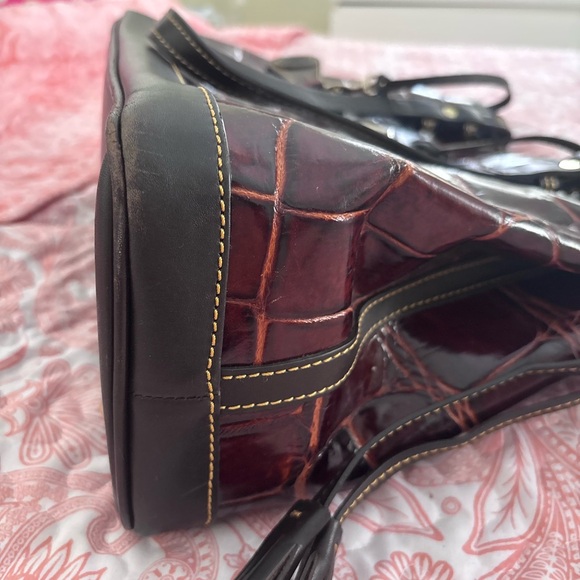 Dooney & Bourke Burgundy Croc-Embossed Shoulder Bag Set - Picture 7 of 16